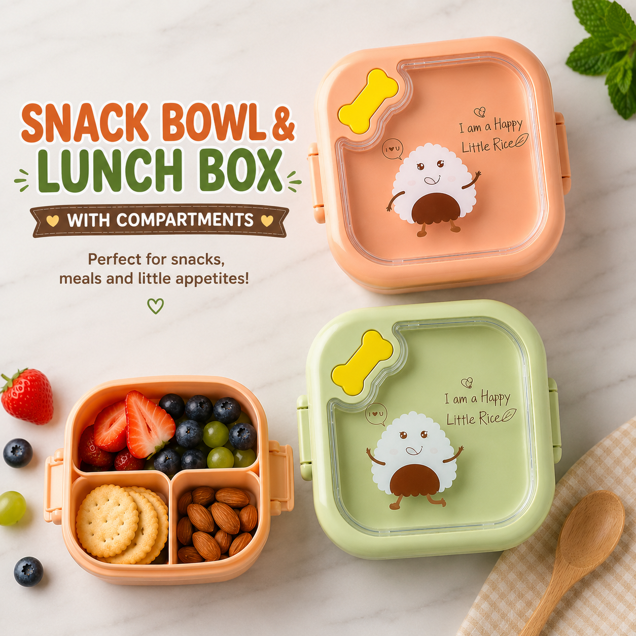 Snack Bowl & Lunch Box With Compartments For Kids (029-25)